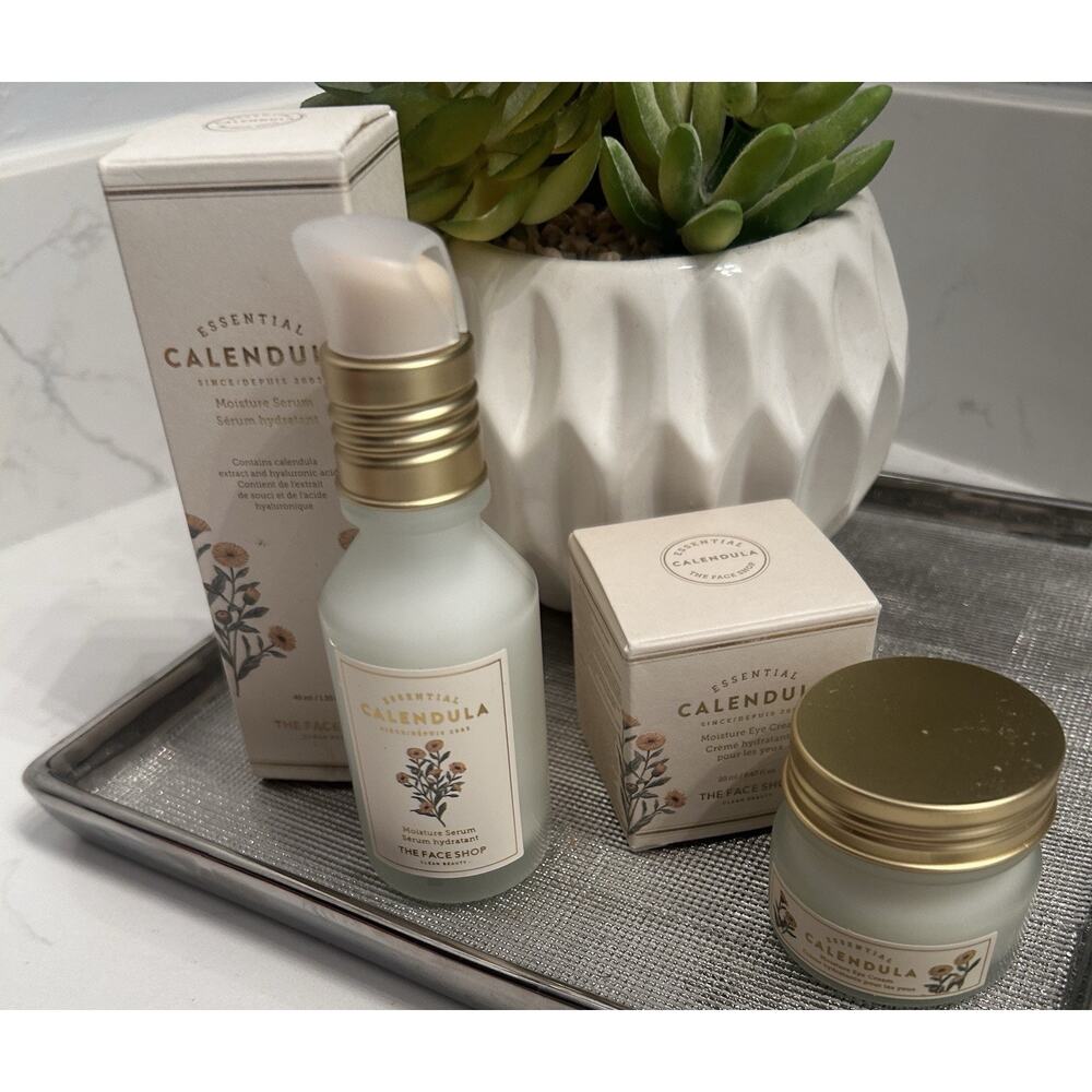 NEW The Face Shop Calendula Moisture Serum And Eye Cream Set - Picture 4 of 7